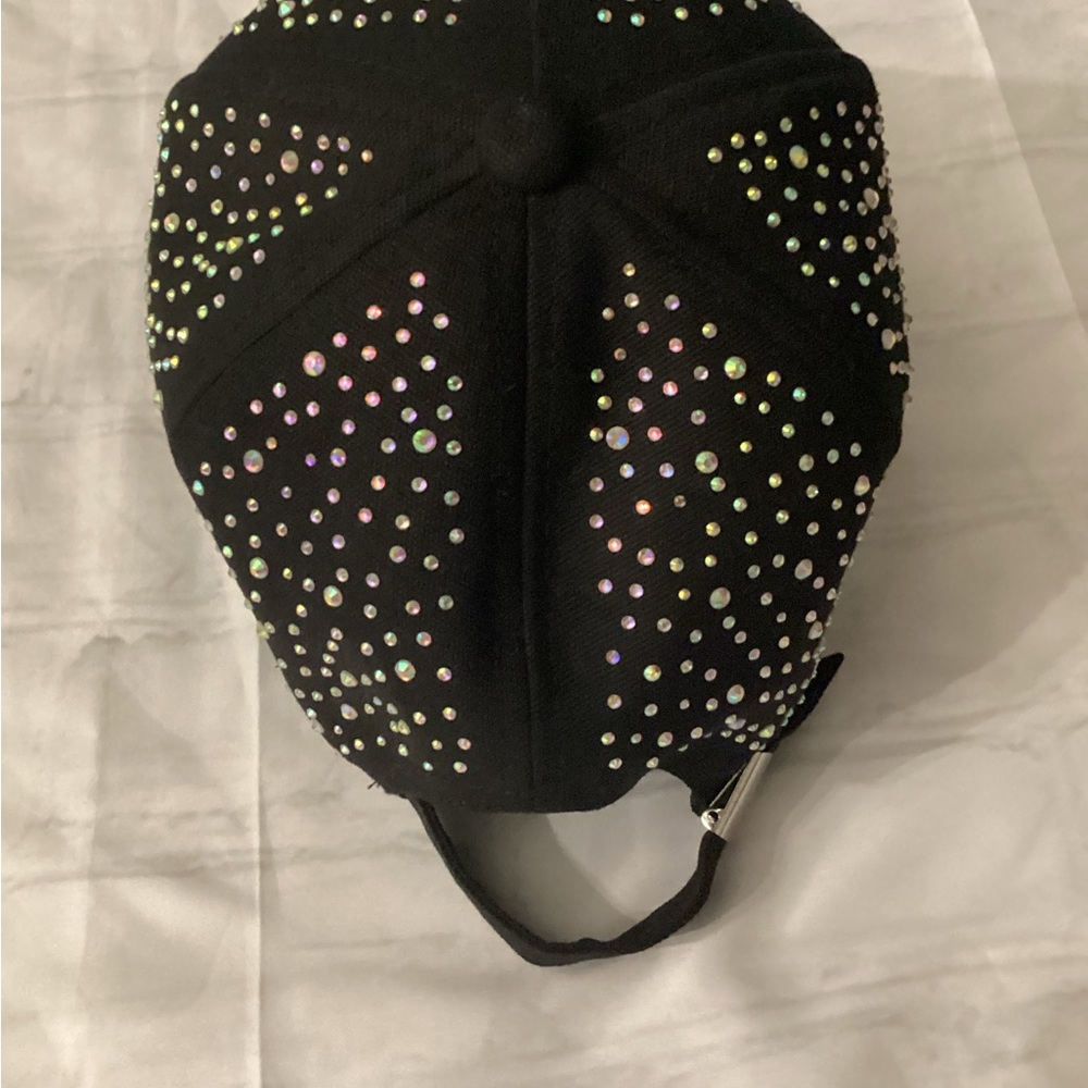 Black Rhinestone Studded Cap - Picture 2 of 4